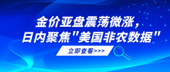 金价亚盘震荡微涨，日内聚焦&quot;美国非农数据&quot;