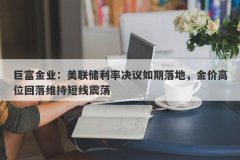 巨富金业：美联储利率决议如期落地，金价高位回落维持短线震荡