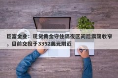 巨富金业：现货黄金守住隔夜区间后震荡收窄，目前交投于3352美元附近