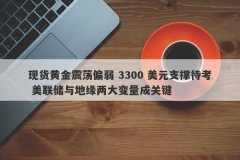 现货黄金震荡偏弱 3300 美元支撑待考 美联储与地缘两大变量成关键