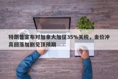 特朗普宣布对加拿大加征35%关税，金价冲高回落加剧见顶预期